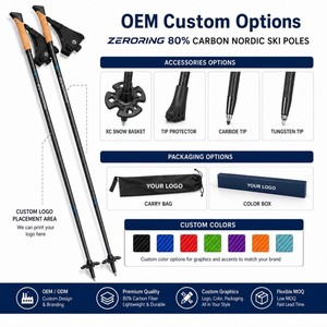 Bastones de Esquí Nórdico Zeroring 80% Carbono, Ligeros, con Empuñadura de Corcho, OEM - Product Image 6