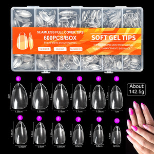 600 Uds./caja, 12 Tamaños, <span class=keywords><strong>Uñas</strong></span> Postizas Transparentes, <span class=keywords><strong>Uñas</strong></span> Artificiales, Extensión de <span class=keywords><strong>Uñas</strong></span>, Stiletto, Cuadradas, Almendradas, Puntas de <span class=keywords><strong>Uñas</strong></span> de <span class=keywords><strong>Gel</strong></span> Suave - Product Image 2