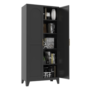 Armoires de rangement modernes en métal noir avec étagères réglables pour chambre, salon, cuisine, meubles de maison - Product Image 3