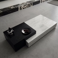 Nouvelle table basse en marbre minimaliste 2024 pour salons, design rectangulaire moderne et simple, luxe léger, bicolore, design exclusif