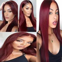 Extensions de cheveux vierges brésiliens JN Hair BUG, lisses, couleur bordeaux, double trame, doux et soyeux