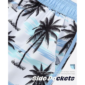 Shorts de Baño con Estampado Tropical Verde para Hombre - Ropa de Playa Cómoda con Cintura Ajustable - Product Image 3