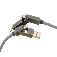 Kabel Data Pengisian Cepat Ponsel IOS Android yang Dapat Disesuaikan 4 in 1 Kabel Data USB Type C Berbahan Kain Kepang