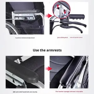 Sedia a Rotelle Pieghevole Leggera in Acciaio Fukeda per Anziani/Paralizzati, Design Portatile Utilizzabile Sdraiati, Scooter Manuale, 1 Anno di Garanzia - Product Image 4