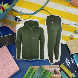 Black Solid Autumn Reversible <b>Men's</b> Two-Piece Tracksuit Set Full-Zip Jacket Sweatpants 100% Cotton Fitness Training Jogging Wear - Product Image 3