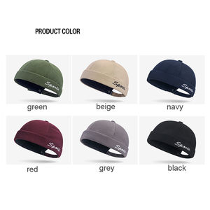 Bonnet Docker de haute qualité rétro réglable marin roulé à revers casquettes lettres personnalisées logo brodé 6 panneaux chapeaux sans bord - Product Image 4