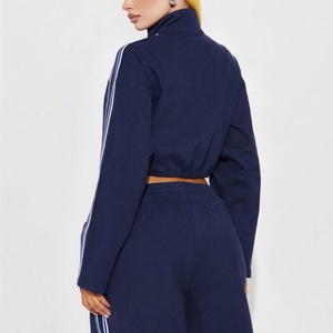 Ensemble sweat à capuche et pantalon de jogging rayé à jambes larges en coton French Terry 100% avec logo personnalisé OEM de haute qualité - Product Image 2