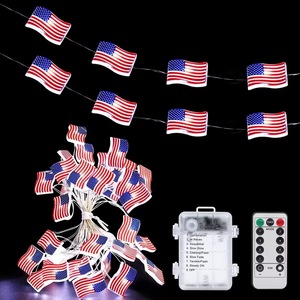 Guirlande lumineuse en fil de cuivre de 4 mètres avec 40 <span class=keywords><strong>LED</strong></span> en forme d'étoile et drapeau américain, décoration nationale du 4 juillet, rouge, blanc, bleu, en provenance de Chine - Product Image 6