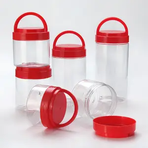 250/500/1000毫升透明宠物塑料糖果罐pet瓶1升蜂蜜瓶蜂蜜罐带手柄盖