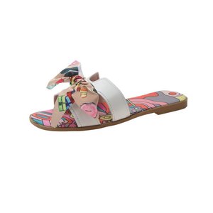 2025 nuevas sandalias planas de verano para mujer, diseño de flores rotas, Lazo de cinta, chanclas de tacón plano, goma de PVC para ropa de Primavera al aire libre - Product Image 6