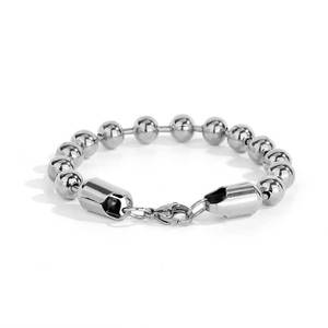 Wholesale Fashion Hip Hop Stainless Steel Gold Plated Geometric Ball Bead Link Chain Bracelet Jewelry for Women <b>Men</b> - Product Image 1