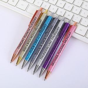 Full Cover Glitter Sequins Click Metal <b>Ballpoint</b> <b>Pen</b>, Bling Shiny Rose Gold Trim Retractable Signature <b>Pen</b> Custom Logo - Product Image 3