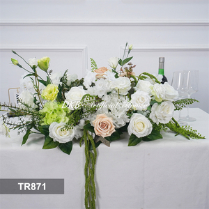 DKB Wholesale High Simulation Artificial White Green Flower Runner for Wedding Aisle Back School Events Decoration - Product Image 3