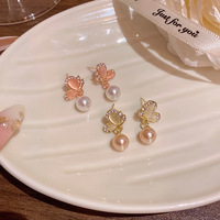 Boucles d'oreilles pendantes RINHOO tendance, ailes de papillon, imitation perle champagne, strass exquis, bijoux mignons pour soirée
