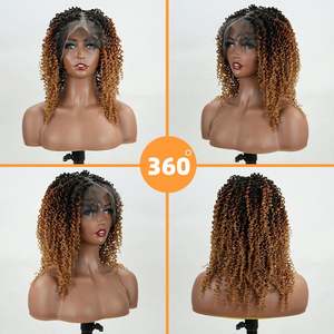 High Quality Afro Style Cuticle Aligned <b>Braided</b> Wig Transparent Front French Lace Glueless Human Hair 100% Density African Wig - Product Image 6