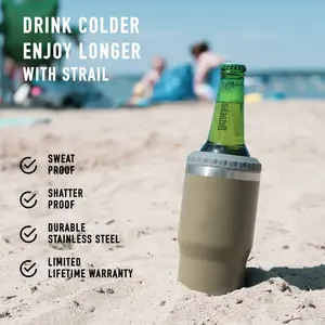 กระติกน้ำสแตนเลสสุญญากาศแบบใหม่จากโรงงาน ขนาด 14 ออนซ์ 4-in-1 ฝาปิดสองชั้น สำหรับกระป๋องและขวดเบียร์ - Product Image 4