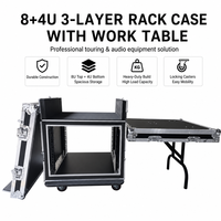 Flight case professionnel en aluminium GEHUA à trois portes et double couche 6U/8U/10U/12U/14U/16U/18U+4U pour microphone, mixeur et amplificateur