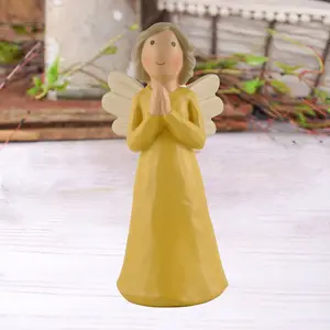 Resina che prega angelo statua regalo religioso da tavolo bella figurina in piedi guardiano decorativo da collezione ricordo angelo