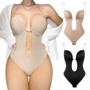 Body sculptant invisible pour femme, string, sexy, décolleté plongeant en V, dos nu, corset, rembourré, push-up, amincissant, sous-vêtement - Product Image 1