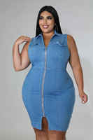 Nouveautés Vêtements d'été pour femmes de grande taille Robe en jean courte sans manches sexy