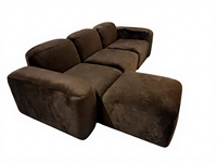 Modernes Braunes Modulares Ecksofa-Set Quadratisch Gepolstert Samt Massivholzrahmen Ottoman Anpassbar Komfortabel für Apartments