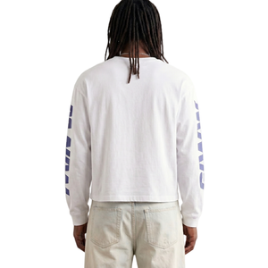 T-shirt à manches longues imprimé streetwear personnalisé en gros, 100 % coton biologique, coupe ample, épaules tombantes, motif graphique, pour homme - Product Image 2