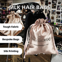 Pochette personnalisée en satin or rose avec cordon de serrage, style sac à riz, pour emballage d'extensions capillaires ou cadeaux