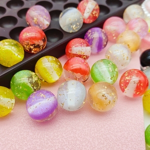 51138 Großhandel Clear Shinny 16mm runde glas ähnliche Lampwork Goldfolie gefüllt lose Perlen Harz DIY Perlen für Schmuck Stift herstellung - Product Image 2