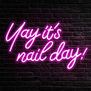 Insegna al Neon 'Stock Yay It's Nail Day' - Luci al Neon per Salone, Bar, Stanza di Bellezza, Camera da Letto, Decorazioni LED da Parete - Product Image 2