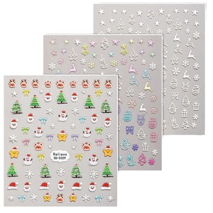 Siheny 5D Nổi Giáng Sinh Dán Móng Tay Phim Hoạt Hình Dễ Thương Tự Làm Móng Tay Phụ Kiện Cho Trẻ Em Của Móng Tay Giáng Sinh Bao Bì Nhãn - Product Image 4