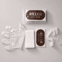 Kit de coloration capillaire professionnel jetable quatre pièces avec cape, écharpe, protège-oreilles, bonnet de douche et gants en plastique