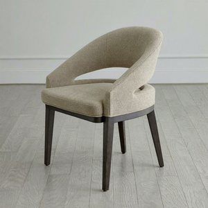 Chaise de salle à manger moderne beige rembourrée avec pieds en bois, fauteuil confortable en tissu pour salle à manger, restaurant, hôtel - Product Image 2