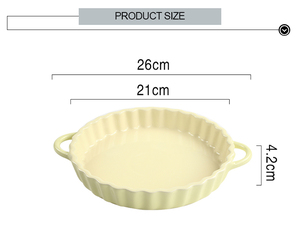 <span class=keywords><strong>Plat</strong></span> <span class=keywords><strong>à</strong></span> <span class=keywords><strong>tarte</strong></span> en céramique de 8 pouces, couleur crème, rond, en grès, avec poignées, passe au micro-ondes - Product Image 6