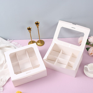 Caja para Empacar Pasteles con Ventana, Grado Alimenticio, Blanca, con 4/6/9 Cavidades para Cupcakes, Pasteles de Ratón, Caja para Pasteles de Navidad y San Valentín - Product Image 1