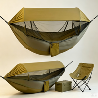 Nouvelle hamac double en nylon pour l'extérieur, design anti-basculement, ouverture rapide automatique, moustiquaire intégrée, longueur 260 cm, idéal pour le camping et la randonnée