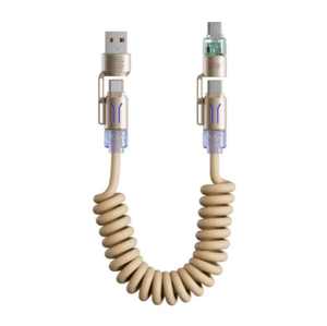 Cable <span class=keywords><strong>USB</strong></span> <span class=keywords><strong>C</strong></span> Retráctil 4 en 1, 65W Carga Rápida, Cable de Carga Multifunción con Blindaje Trenzado para IOS, Android y Automóvil - Product Image 1