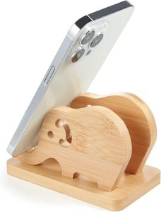 Supporto per Telefono in Bambù a Forma di Elefante Personalizzato, Organizzatore da Scrivania, Supporto per Smartphone, Dock per Telefono, Vendita all'Ingrosso - Product Image 3