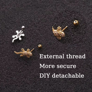 Orecchino a Perno in Acciaio Inox 20g, Regalo di Nozze, Piercing con Zirconi, Motivi Serpente, Lucertola, Geco, Fiore, Luna, per Cartilagine, Elica, Conca, Lobo, Trago - Product Image 2