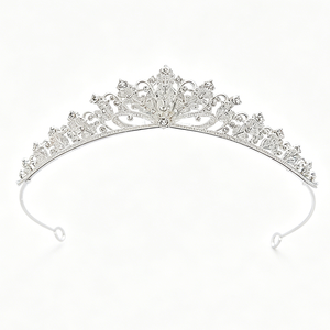 Vente en gros de diadèmes en cristal argenté de 5 designs différents, assortiment de coiffes de mariée en strass pour mariage et Quinceañera - Product Image 6