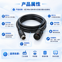 Câble d'alimentation et de données USB 3.0 avec connecteur Mini DIN 8 broches vers connecteur aviation 6 broches