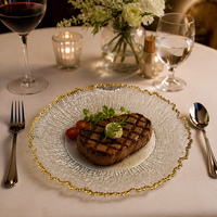 Assiettes de présentation de 13 pouces pour mariage, or, argent, blanc, en gros, décoratives, pour fêtes, dîners, hôtels, traiteurs