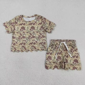 Listo para Enviar: Conjunto de Shorts con Estampado de Camuflaje y Borde Festoneado para Niñas Pequeñas, <span class=keywords><strong>Ropa</strong></span> Infantil de Verano - Product Image 3