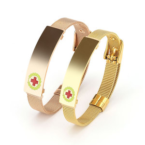Pulsera de malla de acero inoxidable con símbolo médico, ajustable, personalizada, con grabado DIY, para profesionales de la salud - Product Image 5
