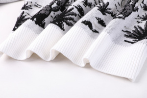 เสื้อครอปแบบสวมหัวคอกลมสำหรับผู้หญิงสเวตเตอร์ผ้าถักแจ็คการ์ดสำหรับฤดูหนาวผ้าคอตตอน100% - Product Image 3