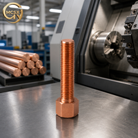 Copper Threaded Rod Brass Threaded Stud CNC Cut Threads Custom Copper Screw Rod Hex Head Fastener