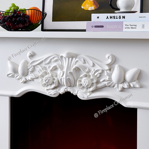 ชุดเตาผิงเทียมแบบอิสระพร้อมแผ่นเตาผิงไฟฟ้าแกะสลักด้วยมือสีขาวแบบ DIY - Product Image 4