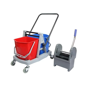 Chariot essoreur double seau 40 litres de qualité supérieure pour nettoyage de sols en hôtels, hôpitaux, commerces et industries - Product Image 4