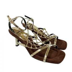 Sandalias de Tacón Alto con Tiras de Malla y Pedrería, Diseño Gladiador Sexy, Punta Abierta, Entresuela de Cuero Genuino para Mujer, Tendencia de Moda de Verano - Product Image 5