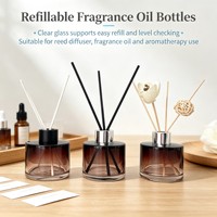 Flacon de parfum en verre ambré transparent rond de 100 ml, bouteille d'huile essentielle, étiquette personnalisée, bouchon à vis, pour la décoration de la maison, la relaxation