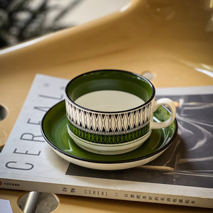 Tasse à café en céramique vintage de luxe léger du Moyen Âge, soucoupe, tasse à thé de l'après-midi au bureau, tasse à latte, tasse à thé <span class=keywords><strong>Althea</strong></span> Flower - Product Image 2